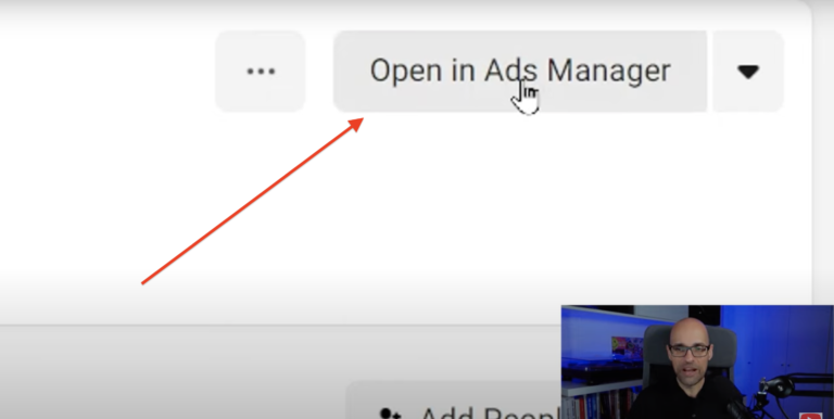 Haz clic en abrir en Ads Manager